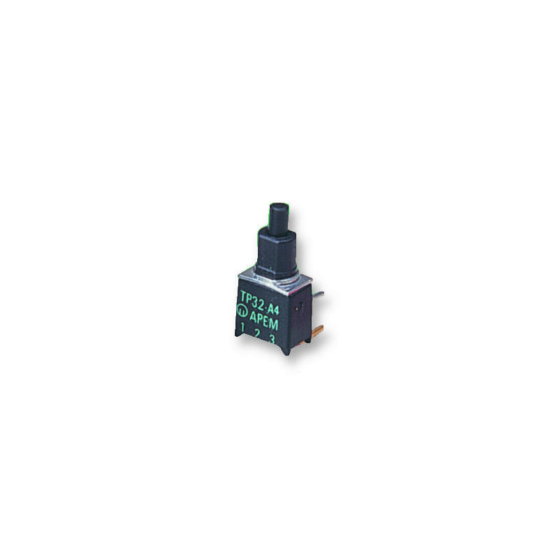 Apem (TP33W0080) Pushbutton Switch  TP  SPST-NO  Off-(On)  Plunger  Black