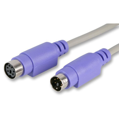 PRO SIGNAL (PL11124) Computer Cable, Mini-DIN Plug, 6 Way (PS/2), Mini-DIN Socket, 6 Way (PS/2), 9.8 ft, 3 m, Grey 3402409