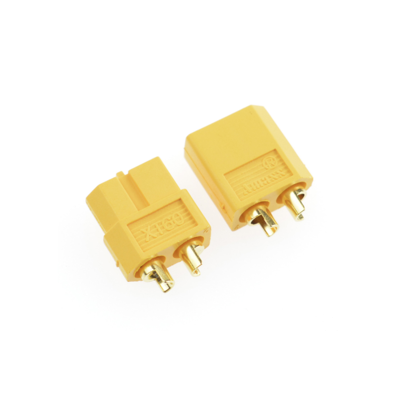Durable XT60 bullet connector kit with gold-plated contacts, designed for high-current, low-resistance power connections in RC