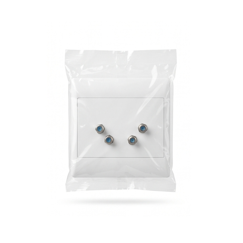 4-Port Satellite & F-Connector Wall Outlet Faceplate - White