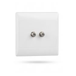 2-Port Dual Satellite & F-Connector Wall Outlet Faceplate - White