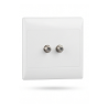 2-Port Dual Satellite & F-Connector Wall Outlet Faceplate - White