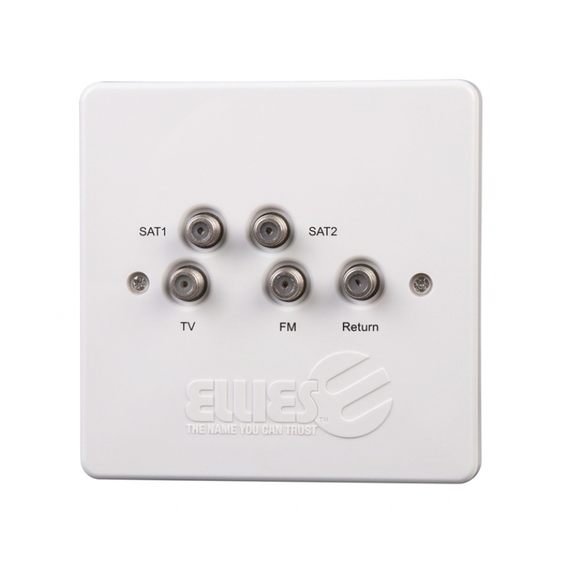 Ellies Multi-Choice & Satellite TV Wall Outlet Faceplate - White