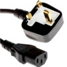 UK 3-pin plug to right angled 5A IEC 320 cold condition socket mains lead.