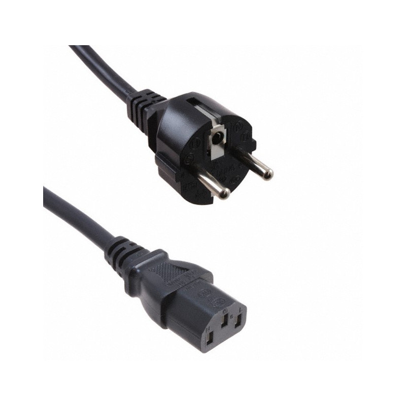 The GW-151619 is a 1m 3-core H05VV-F black Mains Power Cord with CEE 7/7 plug to IEC 60320 C13 connection. This power cord has P