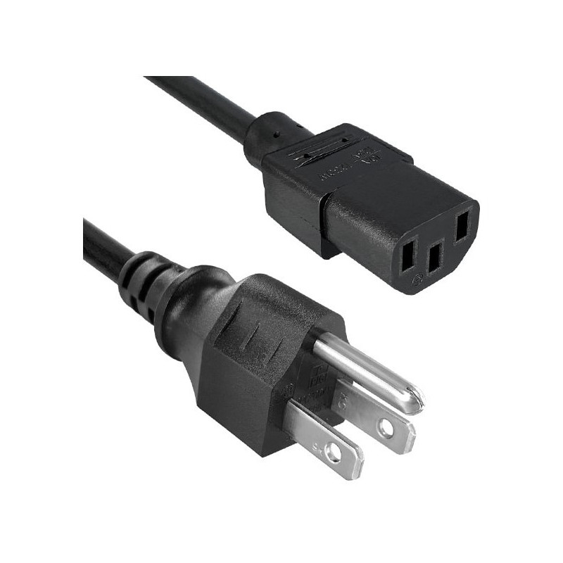 The GW-151609 is a 2m 3-core black SJT Mains Power Cord with USA mains plug NEMA-5-15P to IEC 60320 C13 connection. This power c